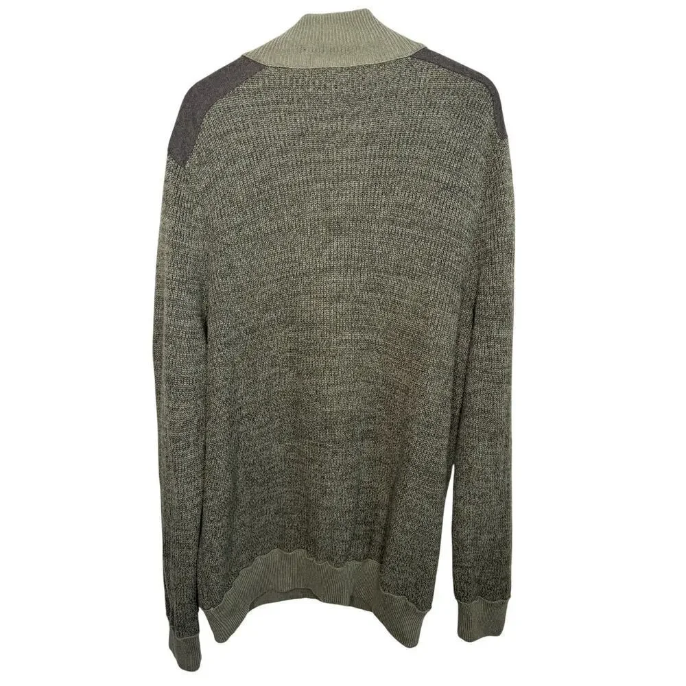 Banana Republic 1/4 Zip Knit Sweater with Shoulder Patches Olive Green Men's XXL